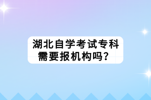 湖北自學(xué)考試專科需要報(bào)機(jī)構(gòu)嗎？