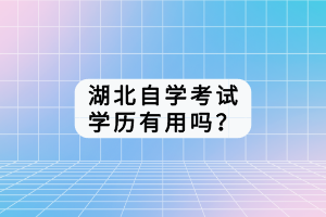 湖北自學考試學歷有用嗎？