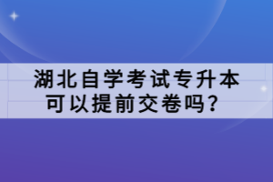 湖北自學(xué)考試專升本可以提前交卷嗎？