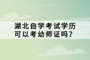 湖北自學考試學歷可以考幼師證嗎？