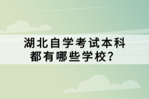 湖北自學(xué)考試本科都有哪些學(xué)校？