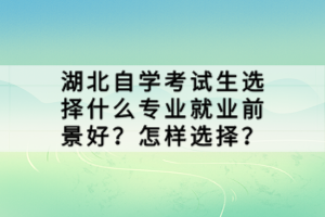 湖北自學(xué)考試生選擇什么專業(yè)就業(yè)前景好？怎樣選擇？