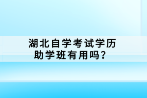 湖北自學(xué)考試學(xué)歷助學(xué)班有用嗎？