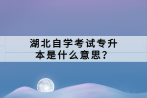 湖北自學(xué)考試專升本是什么意思？