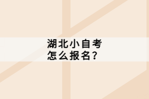 湖北小自考怎么報名？