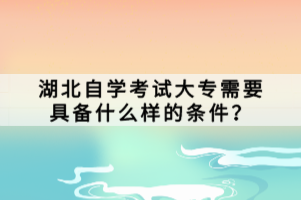 湖北自學(xué)考試大專需要具備什么樣的條件？