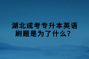 湖北成考專升本英語(yǔ)刷題是為了什么？