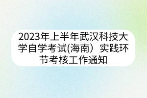 2023年上半年武漢科技大學(xué)自學(xué)考試(海南）實踐環(huán)節(jié)考核工作通知
