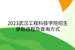 2023武漢工程科技學院招生錄取進程及查詢方式