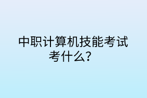 中職計算機技能考試考什么？