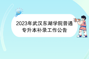 2023年武漢東湖學院普通專升本補錄工作公告