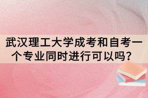武漢理工大學(xué)成考和自考一個專業(yè)同時進(jìn)行可以嗎？