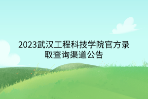 2023武漢工程科技學(xué)院官方錄取查詢渠道公告