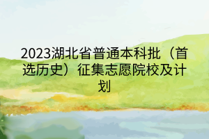 2023湖北省普通本科批（首選歷史）征集志愿院校及計(jì)劃