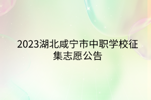 2023湖北咸寧市中職學校征集志愿公告