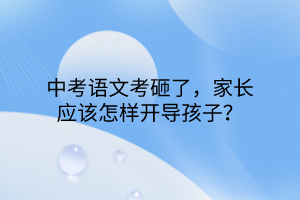 中考語文考砸了，家長應(yīng)該怎樣開導(dǎo)孩子？