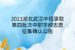 2023湖北武漢中招錄取第四批次中職學(xué)校志愿征集確認公告