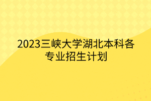 2023三峽大學(xué)湖北本科各專(zhuān)業(yè)招生計(jì)劃