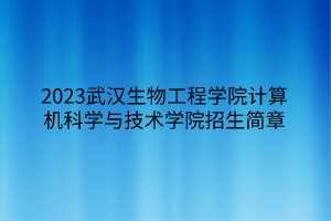 2023武漢生物工程學(xué)院計(jì)算機(jī)科學(xué)與技術(shù)學(xué)院招生簡章