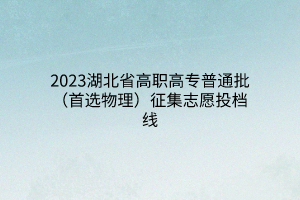 2023湖北省高職高專普通批（首選物理）征集志愿投檔線