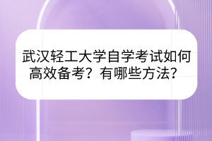 武漢輕工大學自學考試如何高效備考？有哪些方法？