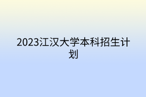 2023江漢大學(xué)本科招生計劃