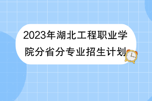 2023年湖北工程職業(yè)學院分省分專業(yè)招生計劃