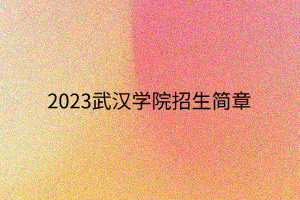 2023武漢學(xué)院招生簡(jiǎn)章