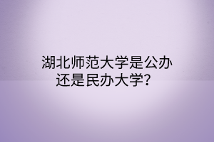 湖北師范大學(xué)是公辦還是民辦大學(xué)？