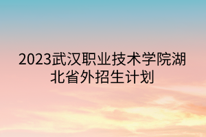 2023武漢職業(yè)技術(shù)學(xué)院湖北省外招生計(jì)劃