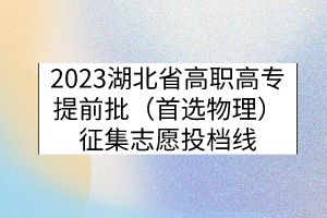 2023湖北省高職高專提前批（首選物理）征集志愿投檔線