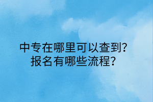 中專在哪里可以查到？報名有哪些流程？