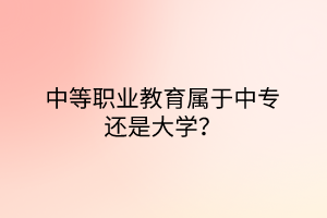 中等職業(yè)教育屬于中專還是大學(xué)？