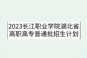 2023長江職業(yè)學(xué)院湖北省高職高專普通批招生計劃