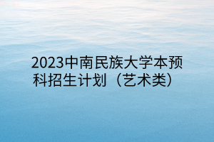 2023中南民族大學(xué)本預(yù)科招生計劃（藝術(shù)類）