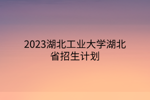 2023湖北工業(yè)大學(xué)湖北省招生計(jì)劃