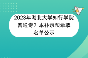 2023年湖北大學知行學院普通專升本補錄預錄取名單公示