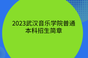 2023武漢音樂學(xué)院普通本科招生簡章