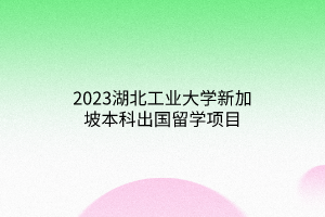 2023湖北工業(yè)大學(xué)新加坡本科出國留學(xué)項(xiàng)目