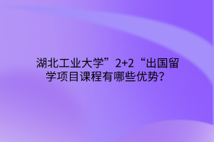 湖北工業(yè)大學(xué)”2+2“出國(guó)留學(xué)項(xiàng)目課程有哪些優(yōu)勢(shì)？