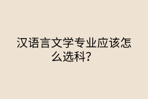 漢語言文學專業(yè)應該怎么選科？