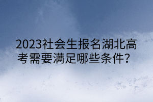 2023社會(huì)生報(bào)名湖北高考需要滿足哪些條件？