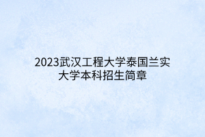 2023武漢工程大學泰國蘭實大學本科招生簡章