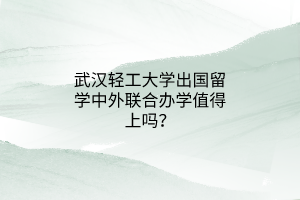 武漢輕工大學(xué)出國留學(xué)中外聯(lián)合辦學(xué)值得上嗎？