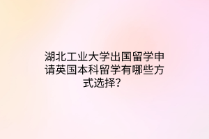湖北工業(yè)大學(xué)出國留學(xué)申請英國本科留學(xué)有哪些方式選擇？