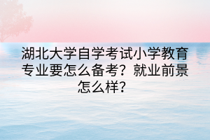 湖北大學自學考試小學教育專業(yè)要怎么備考？就業(yè)前景怎么樣？