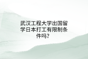 武漢工程大學(xué)出國(guó)留學(xué)日本打工有限制條件嗎？