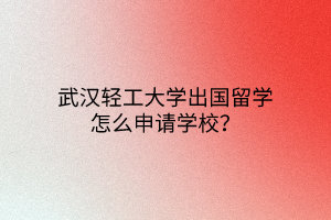 武漢輕工大學(xué)出國留學(xué)怎么申請學(xué)校？