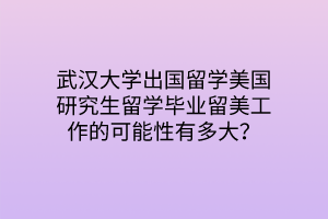 武漢大學(xué)出國(guó)留學(xué)美國(guó)研究生留學(xué)畢業(yè)留美工作的可能性有多大？