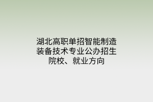 湖北高職單招智能制造裝備技術(shù)專業(yè)公辦招生院校、就業(yè)方向